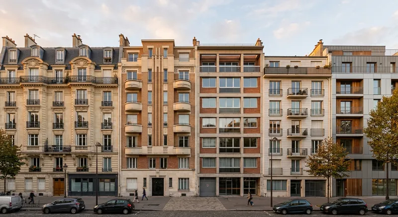 Mosaïque de façades d'immeubles parisiens