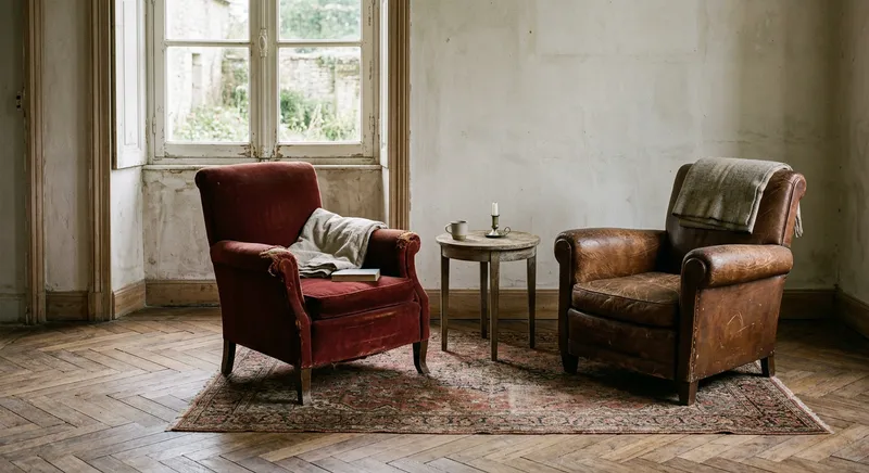 Deux fauteuils anciens dans un salon