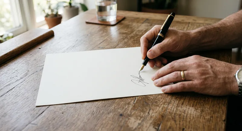 Mains qui signent un document